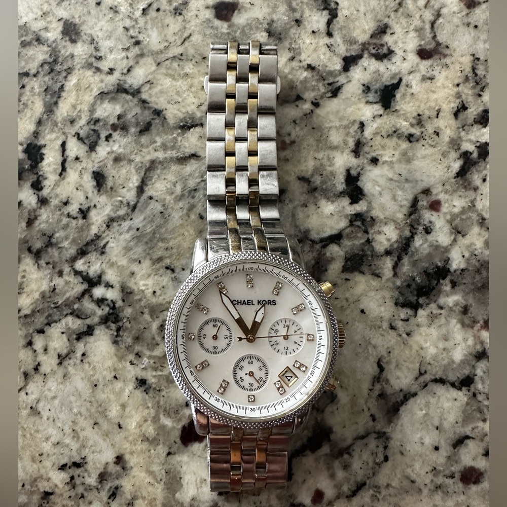 Micheal Kors Two Tone Watch with diamond face